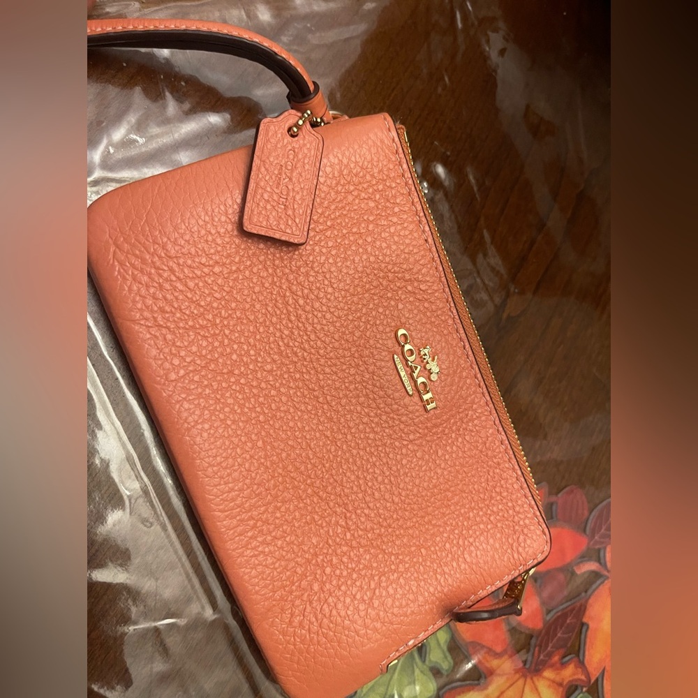Coach Coral Leather Wristlet - Picture 2 of 5